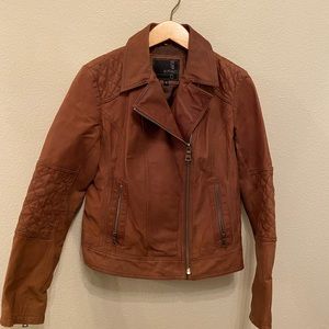100% Leather motorcycle moto jacket